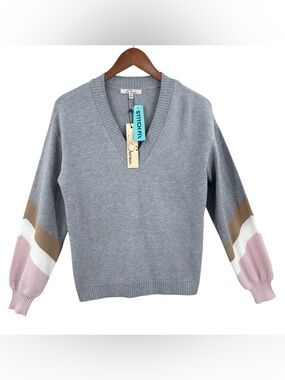 New LES SEREIN Sebastiane V-Neck Sweater Gray STITCH FIX